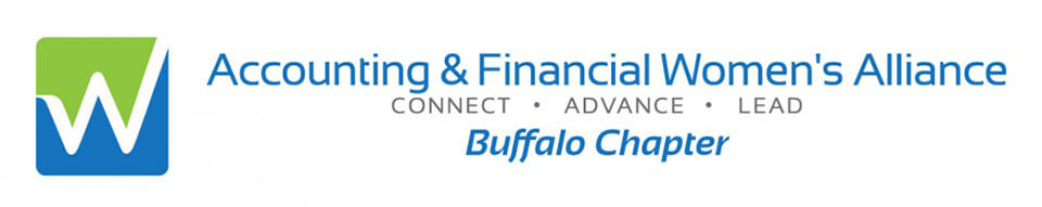 Logo for Accounting ^ Financial Women's Alliance, Buffalo Chapter. In addition to logo there is text that says Connect, Advance, Lead